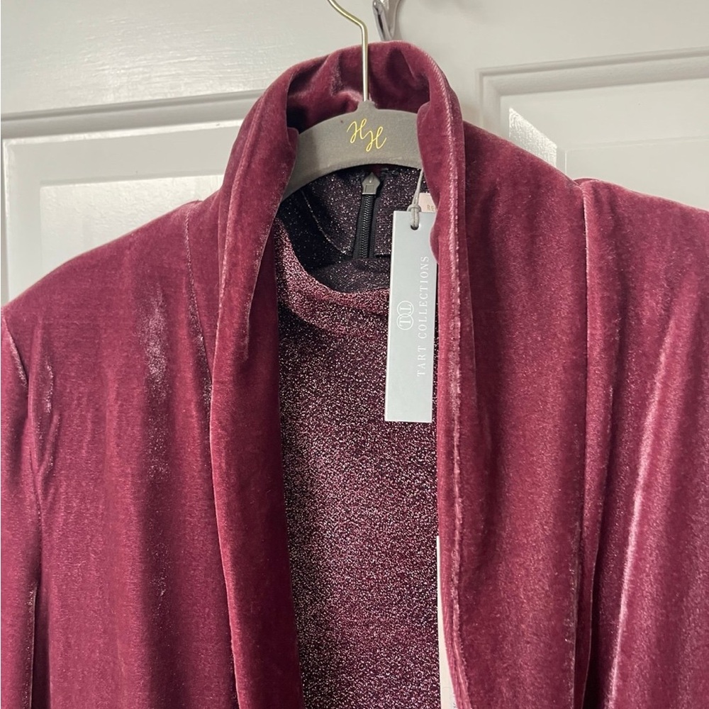 Rebecca Taylor Shimmering Lurex Top and bonus Velvet Blazer duo lot of 2